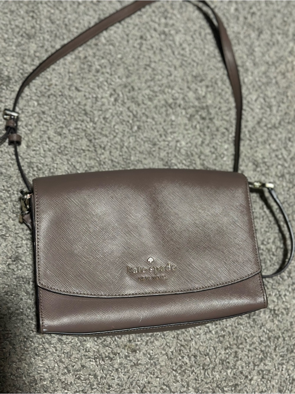 kate spade Brown Leather Crossbody with Gold Logo